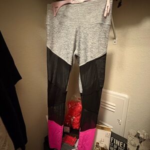 Gray and Pink Colorblock Leggings